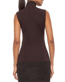 Sleeveless Slash-Detail Turtleneck, Date