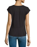 Itzel Cap-Sleeve Cotton Peplum Top