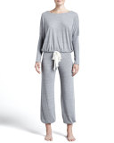 Slouchy Drawstring Pants, Gray Heather