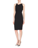 Gabelle Open-Back Crepe Sheath Dress, Black 