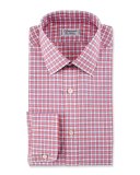 Check Cotton Dress Shirt, Red/Blue