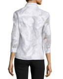 Floral Jacquard Button Blouse