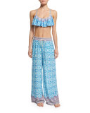 Seaside Tile Printed Coverup Pants