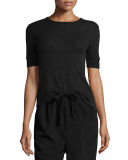 Wool Short-Sleeve Crewneck Sweater