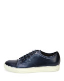 Cap-Toe Shiny Leather Low-Top Sneaker, Blue