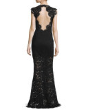 Estelle Cutout Lace Maxi Dress, Black