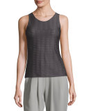 Interlock Jersey Crewneck Tank, Dark Gray