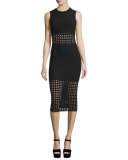 Eyelet Jacquard Pencil Skirt, Black