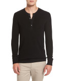 Merino Wool Waffle-Knit Henley Shirt