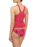 Floral-Embroidered Lace Tankini Swimsuit Set