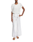 Chantal Embroidered Blouse W/ Removable Tassel 