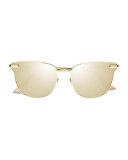 Pharaoh Square Mirrored Sunglasses, Gold