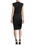 Sleeveless Ruched Poplin Shirtdress