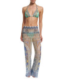 Printed Wide-Leg Coverup Pants