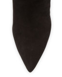 Hitimes Suede Chunky-Heel Bootie, Black 