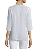 Tropic 3/4-Sleeve Embroidery Blouse