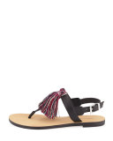 Erica Tassel T-Strap Sandal, Black