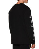Long-Sleeve Skull & Stars T-Shirt, Black/White
