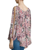 Paisley Cold-Shoulder Keyhole Blouse, Cowboy Take Me Away