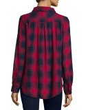 Hunter Plaid Long-Sleeve Shirt, Midnight/Garnet