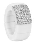 Domino White Ceramic Stretch Ring with Pavé Diamonds
