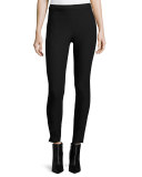Xavier Zip-Trim Ponte Leggings, Black