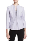 Pintucked Zip-Front Jacket, Lilac