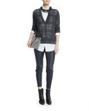 Madras Embellished Semisheer Pullover, Charcoal