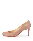 Simple Patent Red Sole Pump, Nude