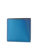 Iridescent Leather Bi-Fold Wallet, Blue