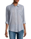 The Boyfriend Shirt, Stripe Chambray (Indigo)