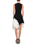 Sleeveless Colorblock Asymmetric-Hem Dress, Multi
