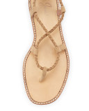 Bailee Lace-Up Flat Gladiator Sandal, Buff