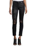 The Ankle Skinny Jeans w/Destroyed Details, Coated Fashion 2