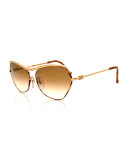 Vintage Twist-Arm Sunglasses, Gold/Tortoise