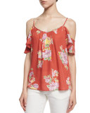 Adorlee Floral-Print Cold-Shoulder Top