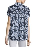 Irina Short-Sleeve Floral-Print Blouse, Multi