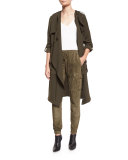 Paneled Suede Cargo Pants, Military