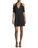 Cold-Shoulder Modal Mini Dress, Black