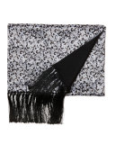 Paisley-Print Silk Scarf, Black/White
