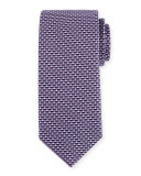 Neat Micro-Geometric Silk Tie, Purple/Gray
