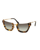 Squared Cut-Off Cat-Eye Sunglasses