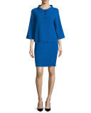 Sleeveless Round-Neck Sheath Dress, Cornflower
