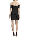 Vanessa Off-the-Shoulder Peplum Cocktail Dress, Black