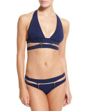 X-Type Zipper Two-Piece Bikini, Navy