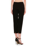 Side-Zip Skinny Cropped Pants, Black