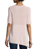 Half-Sleeve V-Neck Body Tunic, Pink