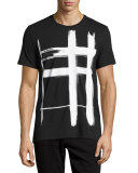 Lanesbury Brushstroke Check Short-Sleeve T-Shirt, Black