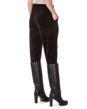 Ruched-Waist Jogger Pants, Aubergine