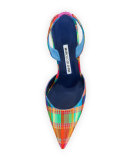 Carolyne Satin High-Heel Halter Pump, Multi
